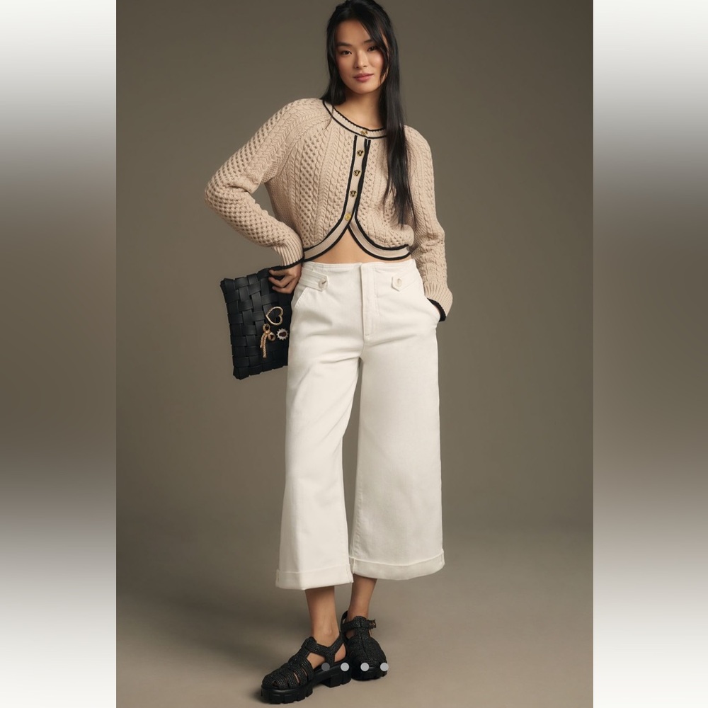 NWT Maeve x Anthropologie Cropped Ex High-Rise Wide-Leg Jeans, 29